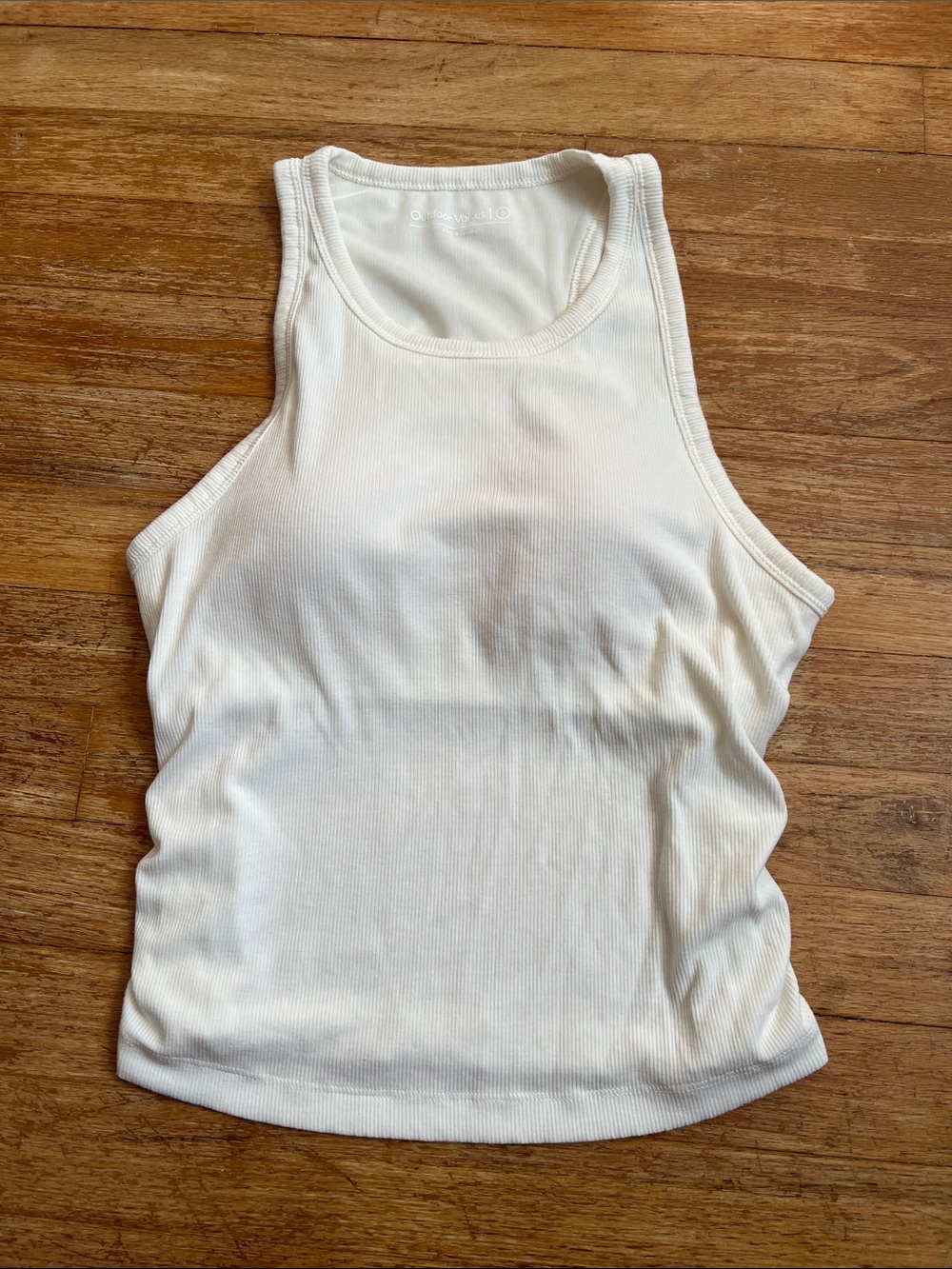Outdoor Voices Side Ruched Rib Knit Tank Top Built in Bra size small